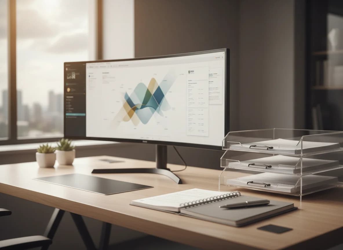 A modern medical billing operations workspace with a financial dashboard