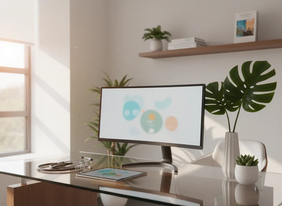 A modern ENT practice workspace showing a clean operations dashboard